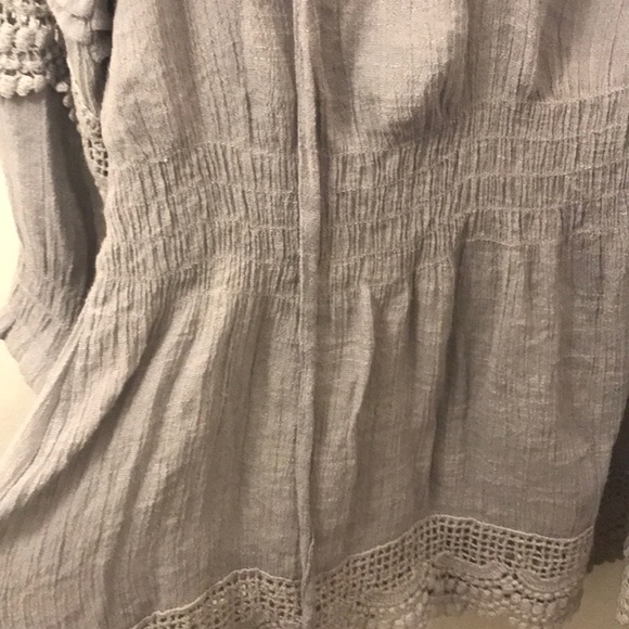 Solitaire Grey Tunic Top Open Shoulder with Lace Trim - Picture 6 of 7